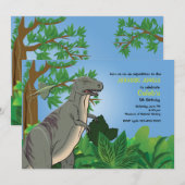 Invitation Dinosaure T-Rex en Forêt (Devant / Derrière)