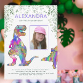 Invitation Dinosaure T-Rex Filles Anniversaire Fête Purple