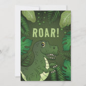 Invitation Dinosaure T-rex vert avec texte brut fête d'annive (Devant)