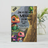 Invitation Dinosaure Thème Anniversaire, (Debout devant)