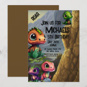 Invitation Dinosaure Thème Anniversaire, (Devant / Derrière)