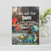 Invitation Dinosaure Thème Anniversaire, (Debout devant)