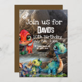 Invitation Dinosaure Thème Anniversaire, (Devant / Derrière)