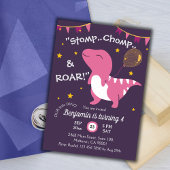 Invitation Dinosaure thème Stomp, Chomp & Roar! 4ème annivers