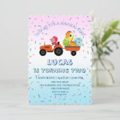 Invitation Dinosaure tracteur Camion fête d'anniversaire do-i (Debout devant)