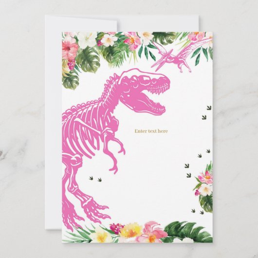 Invitation Dinosaure Trois Rex Anniversaire, Dino T-Rex (Dos)