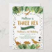 Invitation Dinosaure Trois Rex Troisième Anniversaire (Devant)