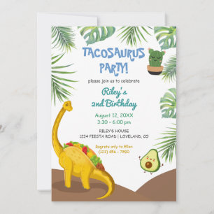 Invitation Dinosaure tropical Tacos Tacosaurus fête Anniversa