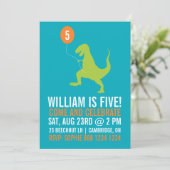 Invitation Dinosaure vert et Anniversaire de enfant de ballon (Debout devant)