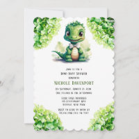 Dinosaure Vert Floral Genre Baby shower neutre