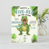 Invitation Dinosaure vert personnel fête d'anniversaire pour  (Debout devant)