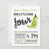 Invitation Dinosaure vert Stomp et Chomp Quatrième anniversai (Devant)