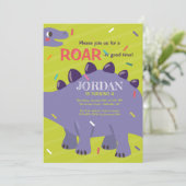 Invitation Dinosaure Violet (Debout devant)