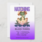 Invitation Dinosaure Violet Qui Va Éclore Bientôt (Devant)