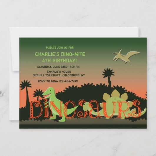 Invitation Dinosaures (Devant)