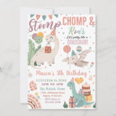 Invitation Dinosaures à l'aquarelle du ventre, du compas et d (Devant)