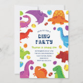 Invitation Dinosaures amusants colorés Anniversaire Enfants (Devant)