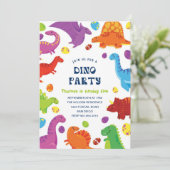 Invitation Dinosaures amusants colorés Anniversaire Enfants (Debout devant)