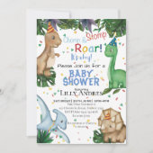 Invitation Dinosaures Baby shower | Stomp Chomp Roar! (Devant)