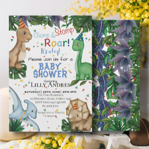 Invitation Dinosaures Baby shower Stomp Chomp Roar!