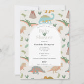 Invitation Dinosaures Boho Animaux Préhistoriques Baby Shower (Devant)