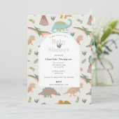 Invitation Dinosaures Boho Animaux Préhistoriques Baby Shower (Debout devant)