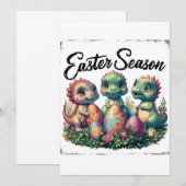 Invitation Dinosaures de saison de Pâques (Devant / Derrière)