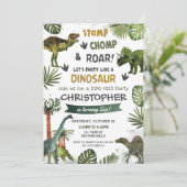 Invitation Dinosaures de verdure Anniversaire Fête Stomp Chom (Debout devant)