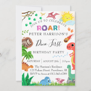 Invitation Dinosaures Dino 1er fête d'anniversaire