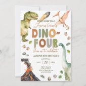 Invitation Dinosaures DINO FOUR garçon 4e anniversaire invita (Devant)