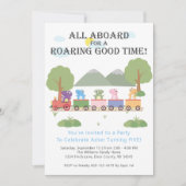 Invitation Dinosaures En Train Anniversaire (Devant)