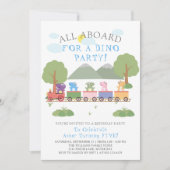 Invitation Dinosaures En Train Anniversaire (Devant)