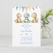 Invitation Dinosaures et amis Baby shower garçon (Debout devant)