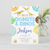 Invitation Dinosaures et Donuts Boy Birthday Party (Debout devant)