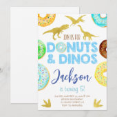 Invitation Dinosaures et Donuts Boy Birthday Party (Devant / Derrière)