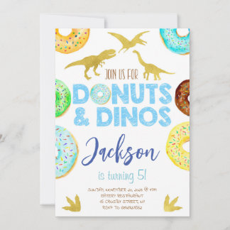 Invitation Dinosaures et Donuts Boy Birthday Party