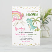 Invitation Dinosaures et Unicornes Sibling Birthday Invitatio (Debout devant)
