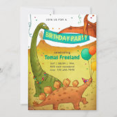Invitation Dinosaures fête d'anniversaire Enfants garçon (Devant)