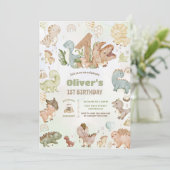 Invitation Dinosaures Joyeux 1er Anniversaire (Debout devant)