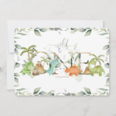 Invitation Dinosaures mignonette Verdure 1er Anniversaire Sau (Dos)
