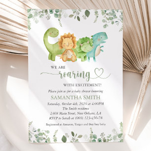 Invitation Dinosaures mignons, T-Rex, Jurassique, Baby shower