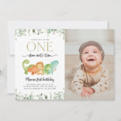 Invitation Dinosaures mignons, T-Rex, Jurassique, Premier Ann (Devant)