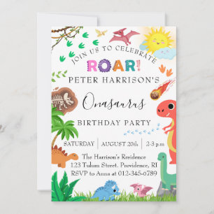 Invitation Dinosaures Onasaurus fête d'anniversaire