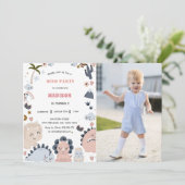 Invitation Dinosaures Premier anniversaire Dino Party (Debout devant)