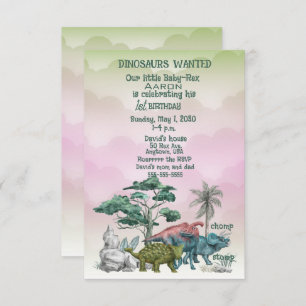 Invitation Dinosaures Recherché Baby's First Birthday Invitat