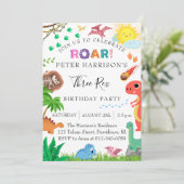 Invitation Dinosaures Trois Rex fête d'anniversaire (Debout devant)