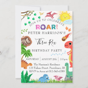 Invitation Dinosaures Trois Rex fête d'anniversaire