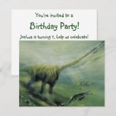 Invitation Dinosaures vintages, fête d'anniversaire de Brachi (Devant / Derrière)
