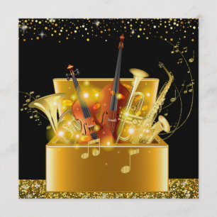 Invitation d'instruments de musique d'or de nuit m