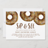 Invitation Dinuts de chocolat Saupoudrer Baby shower Sip et v (Devant)